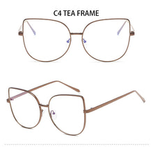 Load image into Gallery viewer, Metal cat eye Glasses transparent Gold Frame Glasses Optics Eyeglasses Clear Lens Women Men Fake Glasses Female UV400