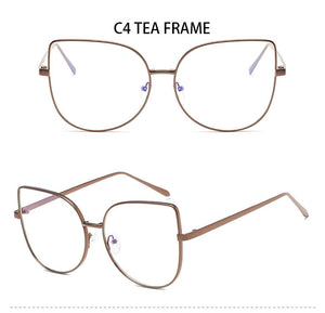 Metal cat eye Glasses transparent Gold Frame Glasses Optics Eyeglasses Clear Lens Women Men Fake Glasses Female UV400