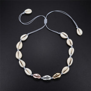 New Boho Shells Neckalce Women Summer Beach Conch Shell Choker Black White Rope Collar Chain Natural Seashell Necklaces Jewelry