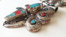 Load image into Gallery viewer, TBP699 Tibetan Dragon Amulet Copper Inlaid Big Pendants Double Dragons