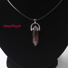 Load image into Gallery viewer, Hexagonal Column Necklaces Natural Crystal Pendants Stone Pendant Leather Chains Necklace For Women Fashion Jewelry