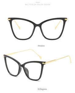 Retro glasses frame women cat eye eyeglasses Large transparent clear eye glasses frames for women  metal leg