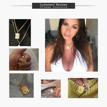 Carica l&#39;immagine nel visualizzatore di Gallery, Initial letter Pendant a b c Charm Gold Necklace for Women Men Cuban Link Chain Dropshipping GPM05C
