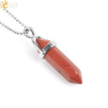 Carica l&#39;immagine nel visualizzatore di Gallery, Real Raw Pink Purple Gem Crystal Necklace Hexagonal Bullet Reiki Chakra Natural Stone Necklace Pendant Women Jewelry E056
