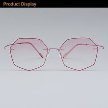 Load image into Gallery viewer, Gmei Optical Ultra-light Pink Titanium Alloy Women&#39;s Rimless Glasses Frame With Gradient Pink Tint Plano Lenses T80892