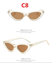 Load image into Gallery viewer, 2022 fashion sunglasses woman brand Designer vintage retro triangular cat eye glasses oculos De Sol Transparent ocean uv400