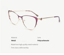 Load image into Gallery viewer, Metal Women Metal Glasses Frame Cat Eye Glasses Women Myopia Optical Clear Eyeglasses Frame Designer Vintage