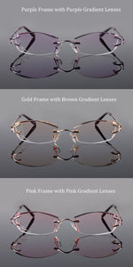 Chashma Brand Eyeglasses Diamond Trimmed Rimless Glasses Titanium Fashionable Lady Eyeglasses Spectacle Frames Women