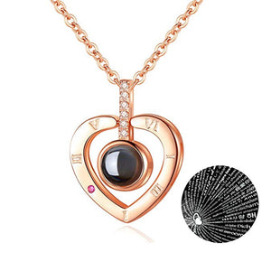 I Love You Necklace 100 Languages Heart Love Necklace Love Memory Projection Pendant Necklace for Women Gifts for Mother's Day