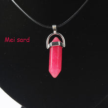 Load image into Gallery viewer, Hexagonal Column Necklaces Natural Crystal Pendants Stone Pendant Leather Chains Necklace For Women Fashion Jewelry