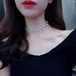 Fashion Shiny Crystal Necklace Zircon Pendant Transparent Fishing Line Invisible Ladies Necklace Jewelry Clavicle Chain Chocker