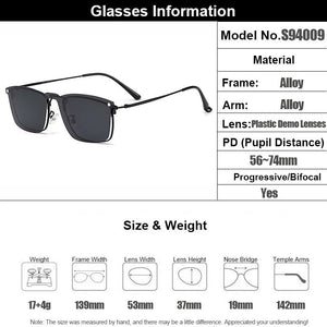Polarized Clip on Sunglasses Gmei Optical Classical Men Square Ultralight Titanium Alloy Full Rim Sunshades Glasses Frame S94009