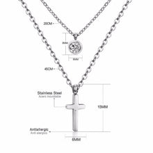 Carica l&#39;immagine nel visualizzatore di Gallery, LUXUKISSKIDS CZ Choker Gold Necklace Set Stainless Steel Chain Pendants Necklaces Set For Men Women Girls Cross Pendant Jewelry