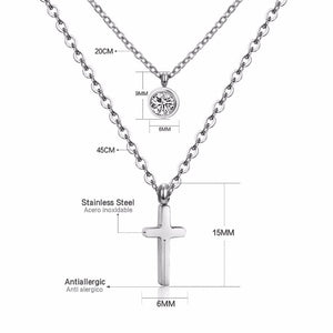 LUXUKISSKIDS CZ Choker Gold Necklace Set Stainless Steel Chain Pendants Necklaces Set For Men Women Girls Cross Pendant Jewelry