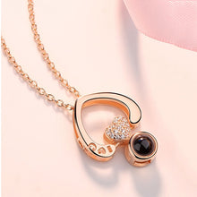 Load image into Gallery viewer, New Rose Gold 100 Languages I Love You Projection Pendant Necklace Romantic Love Memory Wedding Necklace