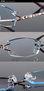 Chashma Brand Eyeglasses Diamond Trimmed Rimless Glasses Titanium Fashionable Lady Eyeglasses Spectacle Frames Women
