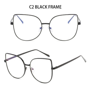 Metal cat eye Glasses transparent Gold Frame Glasses Optics Eyeglasses Clear Lens Women Men Fake Glasses Female UV400