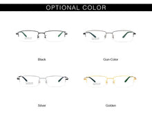 Carica l&#39;immagine nel visualizzatore di Gallery, Gmei Optical Ultralight 100% Pure Titanium Half Rim Glasses Frame For Business Men Myopia Reading Prescription Spectacles LR8935