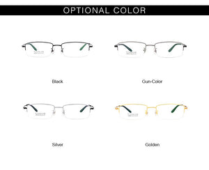 Gmei Optical Ultralight 100% Pure Titanium Half Rim Glasses Frame For Business Men Myopia Reading Prescription Spectacles LR8935