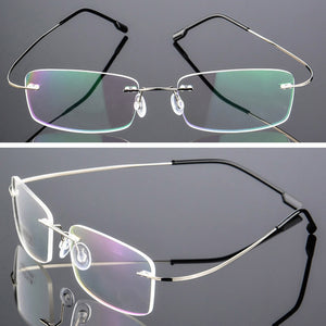 Seemfly Titanium Rimless Men Women Glasses Lightweight Spectacle Frameless Clear Lens Eyeglasses Plain Mirror Female Goggle