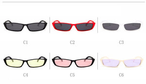 [EL Malus]Small Retro Square Thin Frame Sunglasses UV400 Women Sexy Ladies Sun Glasses Female Yellow White Black Lens Mirror