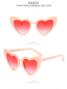 Love Heart Sunglasses Women Big Frame Personality Sunglass Fashion Cute Sexy Retro Cat Eye Vintage SunGlasses Pink Female