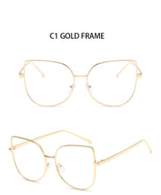 Load image into Gallery viewer, Metal cat eye Glasses transparent Gold Frame Glasses Optics Eyeglasses Clear Lens Women Men Fake Glasses Female UV400