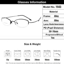 Load image into Gallery viewer, Gmei Optical Women Ultra-Light Semi-Rimless Memory Titanium Alloy Glasses Frames for Myopia Presbyopia Reading Spectacles Y643
