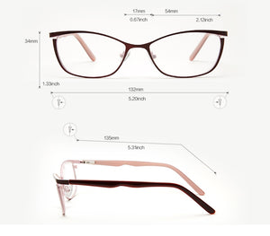 Metal Glasses Frame Women Brand Designer Female Vintage Cat Eye Prescription Eyeglasses Pink Full Myopia Optical Frames Eye