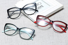 Load image into Gallery viewer, Ralferty  Luxury Eye Glasses Women Cat Eye Frame Eyeglasses TR90 Clear Lens With Spring Leg Optic Spectacle Eyewear F93331