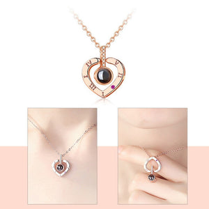 New Rose Gold 100 Languages I Love You Projection Pendant Necklace Romantic Love Memory Wedding Necklace