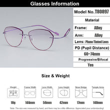 Load image into Gallery viewer, Gmei Optical Classic Ultra-light Purple Titanium Alloy Women Rimless Glasses Frame With Gradient Purple Tint Plano Lenses T80897