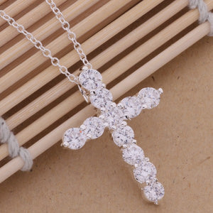 collana color argento gioielli donna moda matrimonio Croce cristallo CZ Collana pendente in pietra zircone regalo di Natale n296 