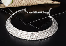 Load image into Gallery viewer, Wedding Bridal Choker Multi-lay Row Rhinestone Crystal Necklace Silver Plated Jewelry for Women Necklaces Elegant Girl Love Gift