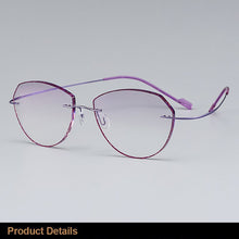 Load image into Gallery viewer, Gmei Optical Classic Ultra-light Purple Titanium Alloy Women Rimless Glasses Frame With Gradient Purple Tint Plano Lenses T80897