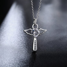 Carica l&#39;immagine nel visualizzatore di Gallery, collana color argento gioielli donna moda matrimonio Croce cristallo CZ Collana pendente in pietra zircone regalo di Natale n296 