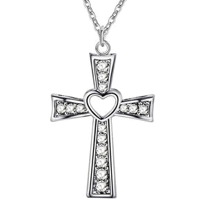 collana color argento gioielli donna moda matrimonio Croce cristallo CZ Collana pendente in pietra zircone regalo di Natale n296 