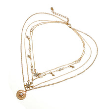 Load image into Gallery viewer, Shiny Crystal Gem Round Stars Pendant Multilayer Chain Necklace Charm Pearl Gold Chain Party Jewelry Gift 6653