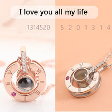 Load image into Gallery viewer, New Rose Gold 100 Languages I Love You Projection Pendant Necklace Romantic Love Memory Wedding Necklace