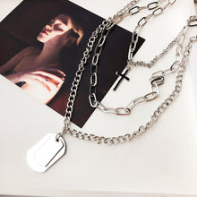 Load image into Gallery viewer, Girl Gift Metal Silver Color Cross Pendants Necklace For Women Men  Jewelry Geometric Rectangle Clavicle Chain Necklace