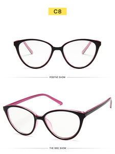 College Style Cat Eye Eyeglasses Frame Eye Glasses Frames For Women Clear Lens Fake/Transparent Glasses Frame