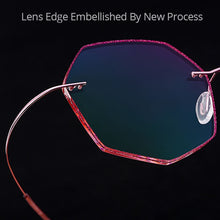 Load image into Gallery viewer, Gmei Optical Ultra-light Pink Titanium Alloy Women&#39;s Rimless Glasses Frame With Gradient Pink Tint Plano Lenses T80892