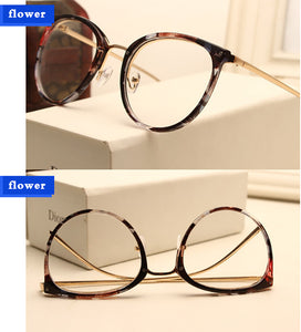 Retro Women Eyeglasses Cat Eye Metal Full Glasses Frame Optical Spectacles Round Vintage Eye Glasses