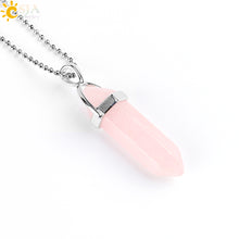 Carica l&#39;immagine nel visualizzatore di Gallery, Real Raw Pink Purple Gem Crystal Necklace Hexagonal Bullet Reiki Chakra Natural Stone Necklace Pendant Women Jewelry E056