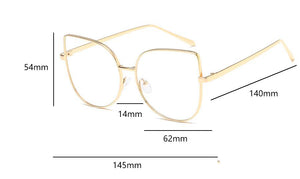 Metal cat eye Glasses transparent Gold Frame Glasses Optics Eyeglasses Clear Lens Women Men Fake Glasses Female UV400
