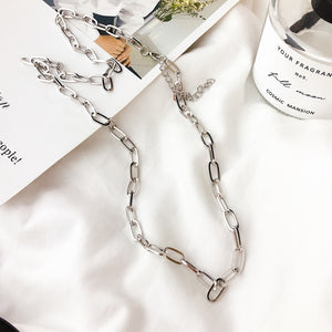 Girl Gift Metal Silver Color Cross Pendants Necklace For Women Men  Jewelry Geometric Rectangle Clavicle Chain Necklace