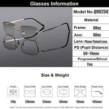 Load image into Gallery viewer, Gmei Optical Trendy Golden Titanium Alloy Men Rimless Glasses Frame With Gradient Grey Tint Plano Lenses And Black Border Q90250