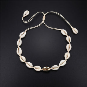 New Boho Shells Neckalce Women Summer Beach Conch Shell Choker Black White Rope Collar Chain Natural Seashell Necklaces Jewelry
