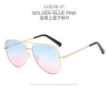 Carica l'immagine nel visualizzatore di Gallery, 2022 New Fashion Brand Designer Ladies Pilot Sunglasses Women Men Goggle Gradient Sun Glasses For Female Mirror Shades UV400