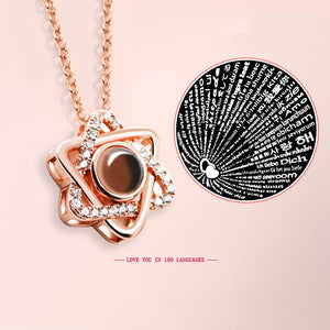 New Rose Gold 100 Languages I Love You Projection Pendant Necklace Romantic Love Memory Wedding Necklace